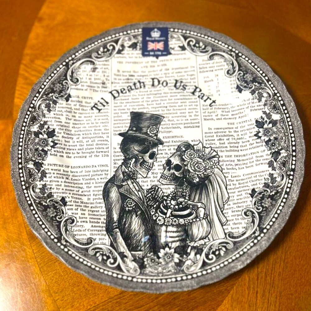 Til Death Do Us Part‎ Royal Wessex England 8" Plate Halloween Wedding Skeletons